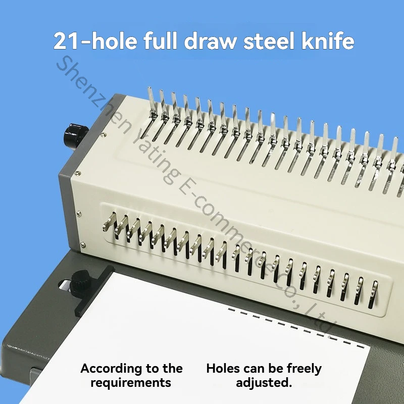 Binding Machine Comb - 21穴コーム綴じ機、単一穴あけ、25枚対応、フルカッター式綴じ機、穴あけ機、バインダー